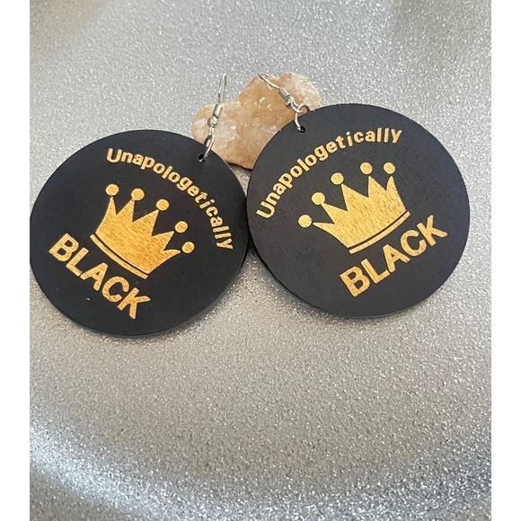 Unapologetically Black Earrings, Gold Crown, Queen, King Statement Earrings -New - Picture 14 of 16
